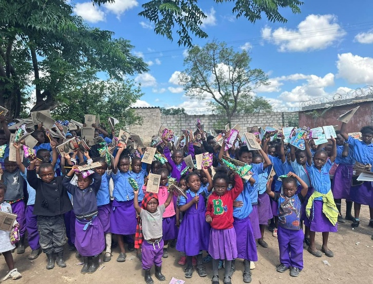 Children and volunteers at the Perseverance Community School outreach